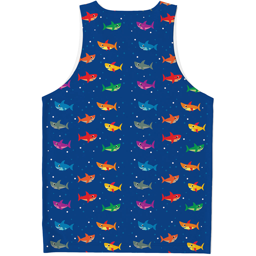 Colorful Baby Sharks Pattern Print Men's Tank Top