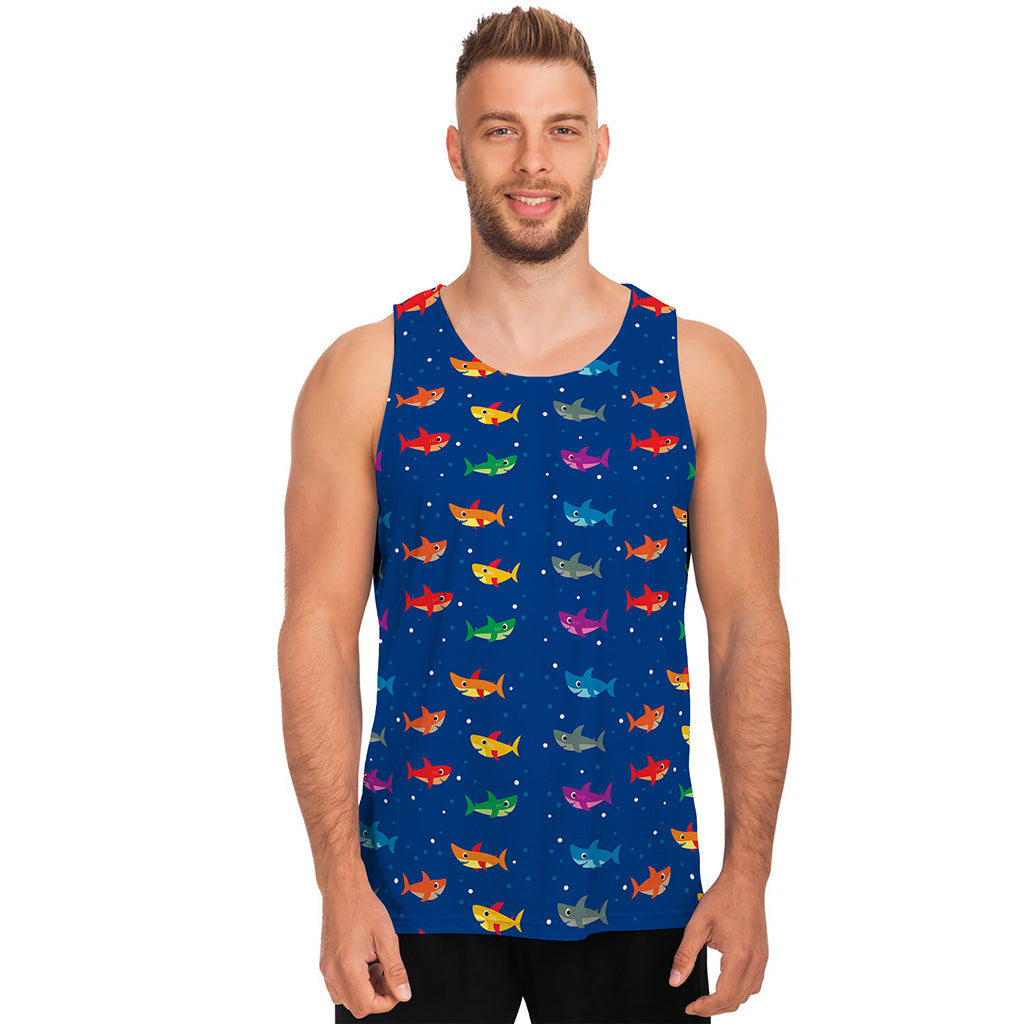 Colorful Baby Sharks Pattern Print Men's Tank Top