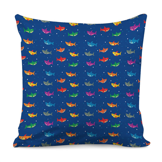 Colorful Baby Sharks Pattern Print Pillow Cover