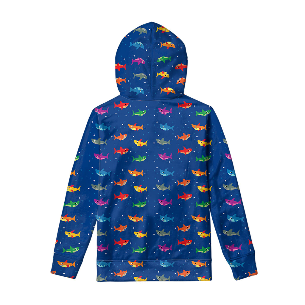 Colorful Baby Sharks Pattern Print Pullover Hoodie