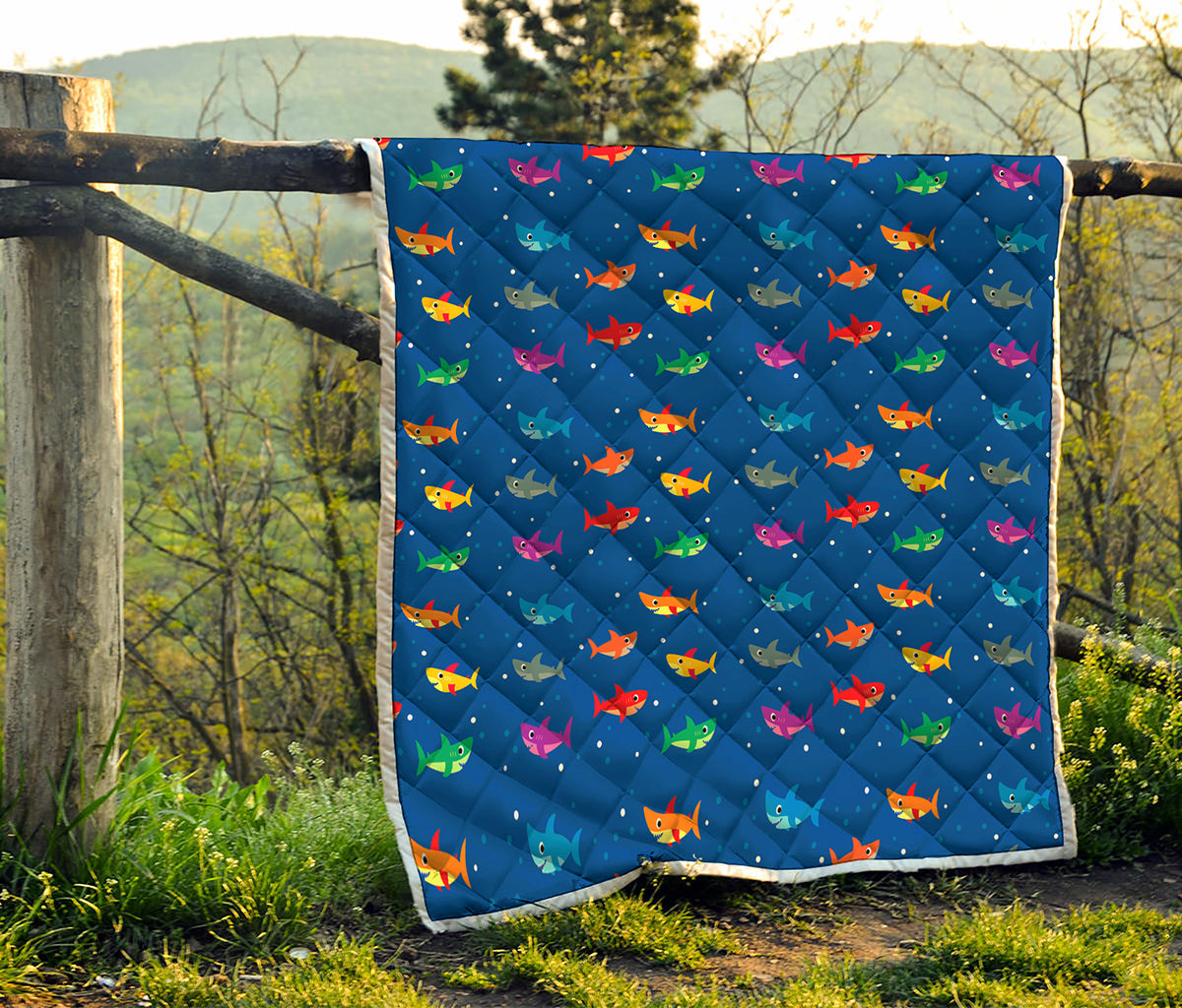 Colorful Baby Sharks Pattern Print Quilt