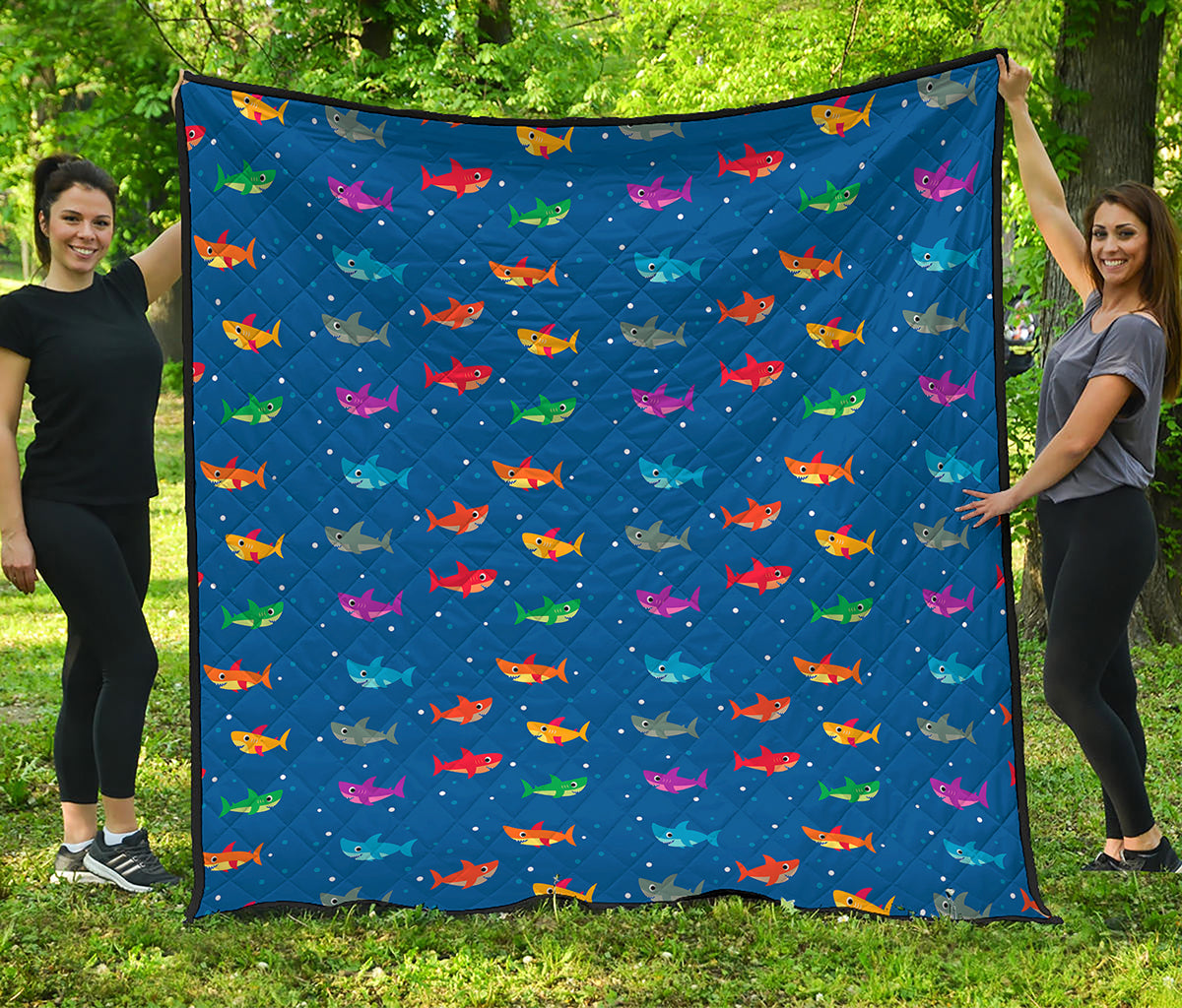 Colorful Baby Sharks Pattern Print Quilt