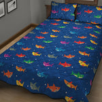 Colorful Baby Sharks Pattern Print Quilt Bed Set