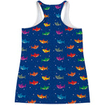 Colorful Baby Sharks Pattern Print Women's Racerback Tank Top