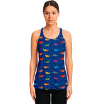 Colorful Baby Sharks Pattern Print Women's Racerback Tank Top