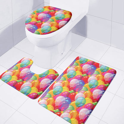 Colorful Balloon Pattern Print 3 Piece Bath Mat Set
