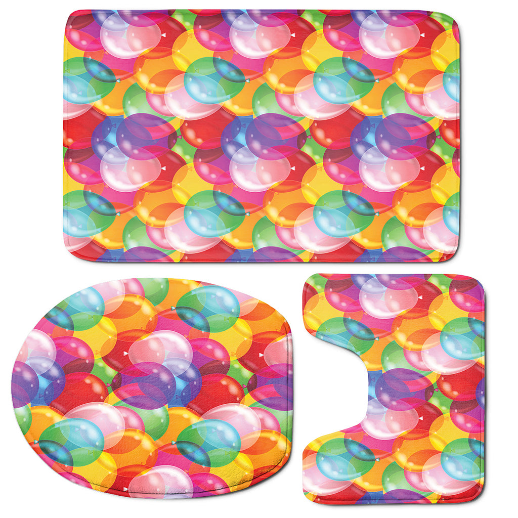 Colorful Balloon Pattern Print 3 Piece Bath Mat Set