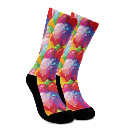 Colorful Balloon Pattern Print Crew Socks