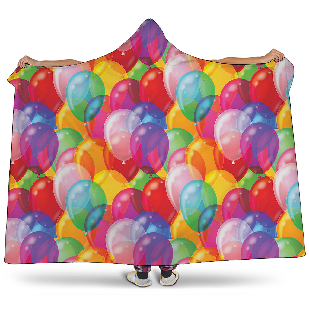 Colorful Balloon Pattern Print Hooded Blanket