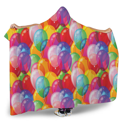 Colorful Balloon Pattern Print Hooded Blanket