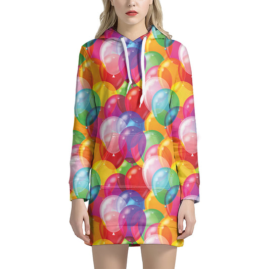 Colorful Balloon Pattern Print Hoodie Dress