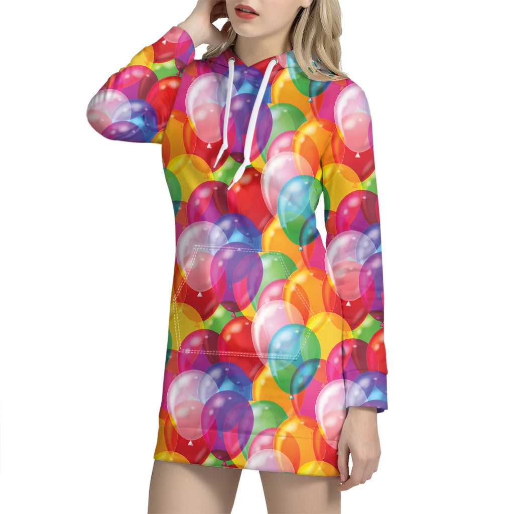 Colorful Balloon Pattern Print Hoodie Dress
