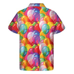 Colorful Balloon Pattern Print Men's Short Sleeve Shirt