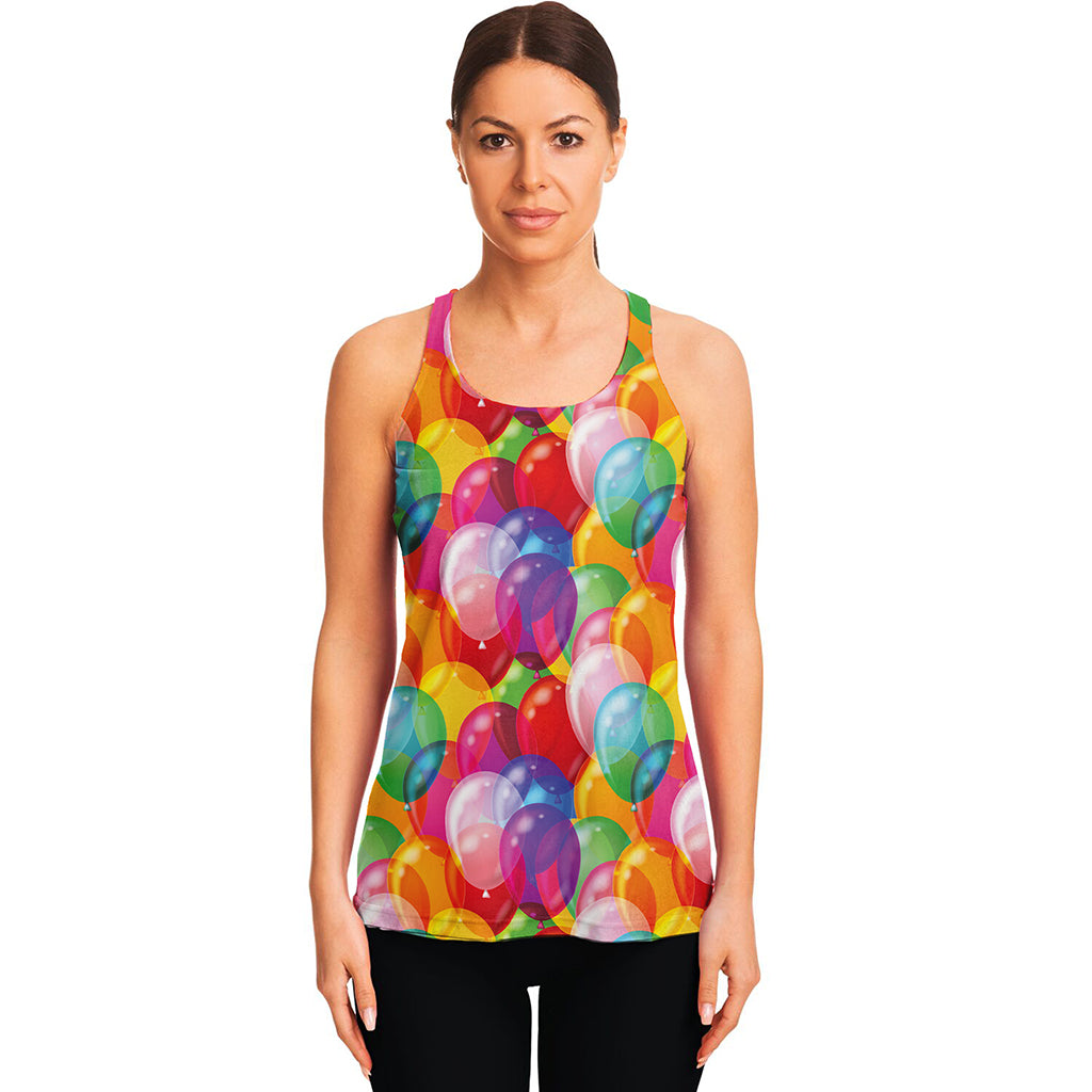 Colorful Balloon Pattern Print Women's Racerback Tank Top