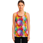 Colorful Balloon Pattern Print Women's Racerback Tank Top