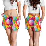 Colorful Balloon Pattern Print Women's Shorts