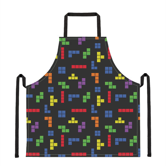 Colorful Block Puzzle Game Pattern Print Apron