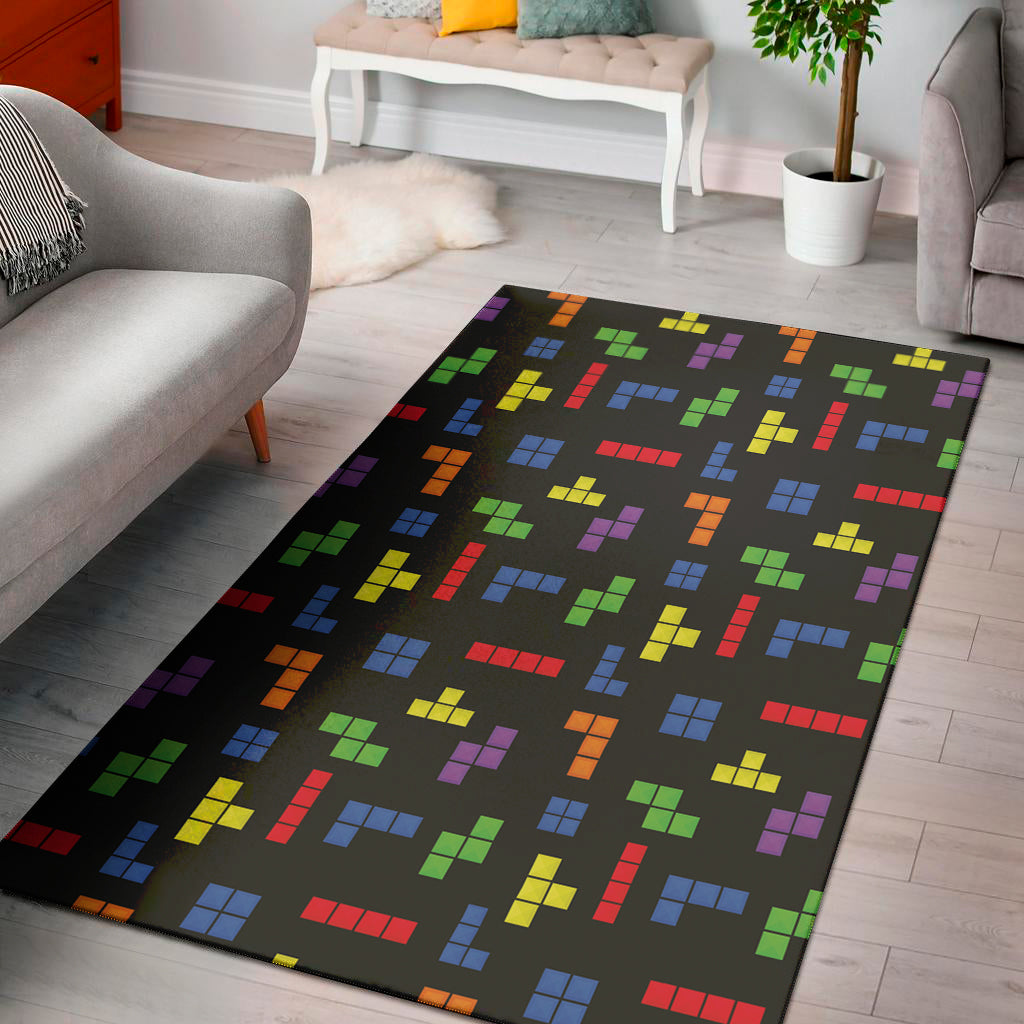 Colorful Block Puzzle Game Pattern Print Area Rug