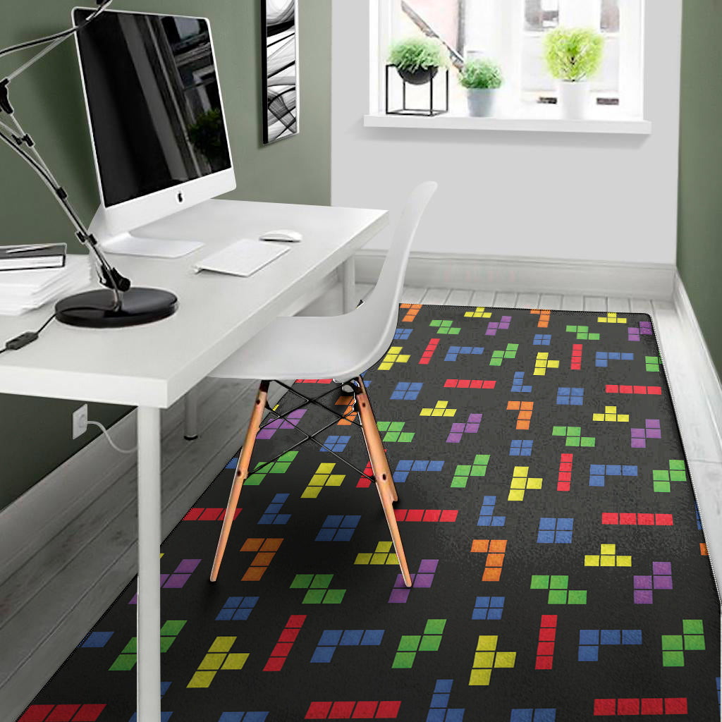 Colorful Block Puzzle Game Pattern Print Area Rug