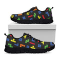 Colorful Block Puzzle Game Pattern Print Black Running Shoes