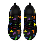 Colorful Block Puzzle Game Pattern Print Black Sneakers