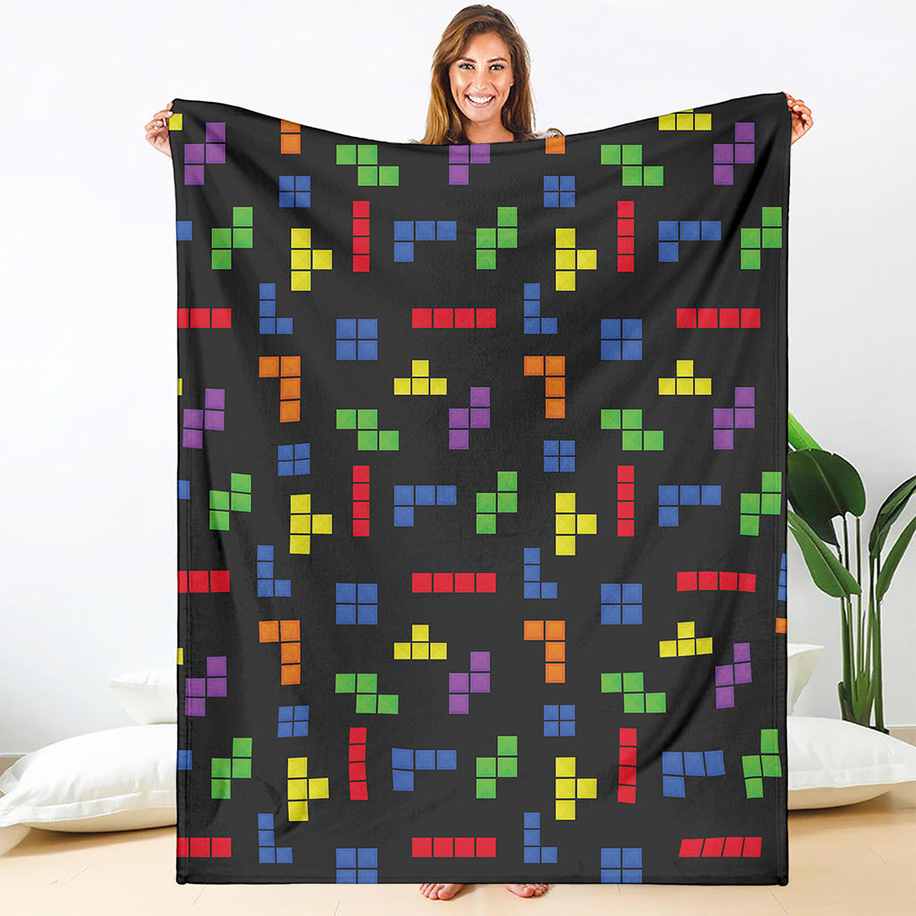 Colorful Block Puzzle Game Pattern Print Blanket