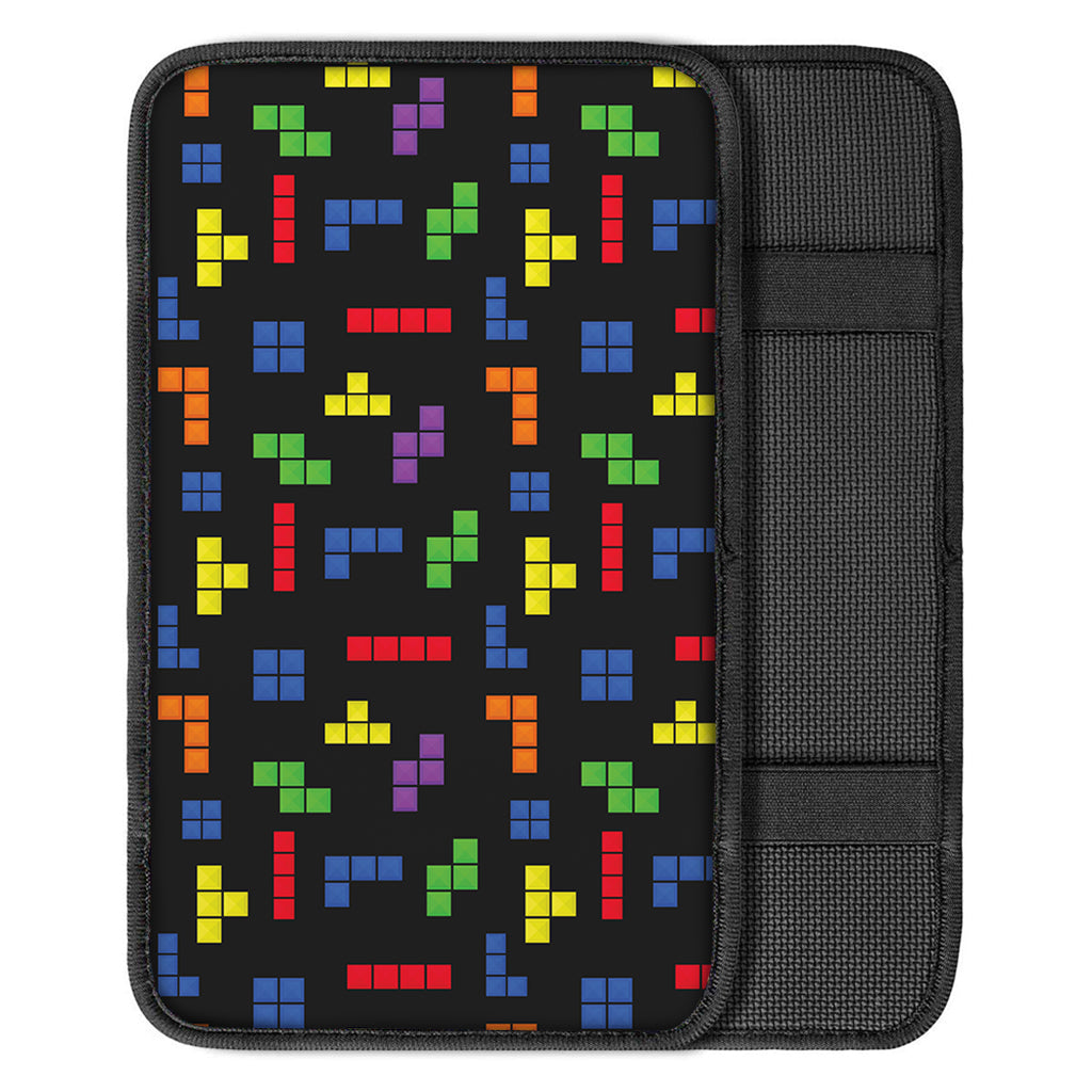 Colorful Block Puzzle Game Pattern Print Car Center Console Cover