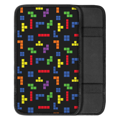 Colorful Block Puzzle Game Pattern Print Car Center Console Cover