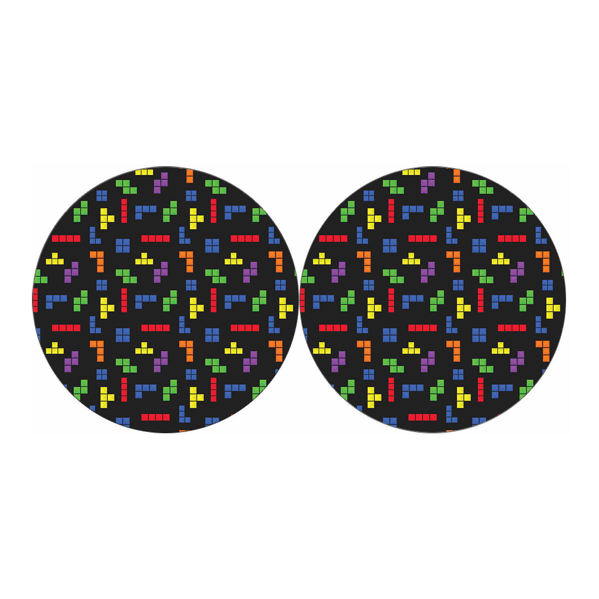Colorful Block Puzzle Game Pattern Print Car Coasters
