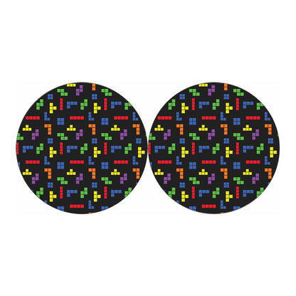 Colorful Block Puzzle Game Pattern Print Car Coasters