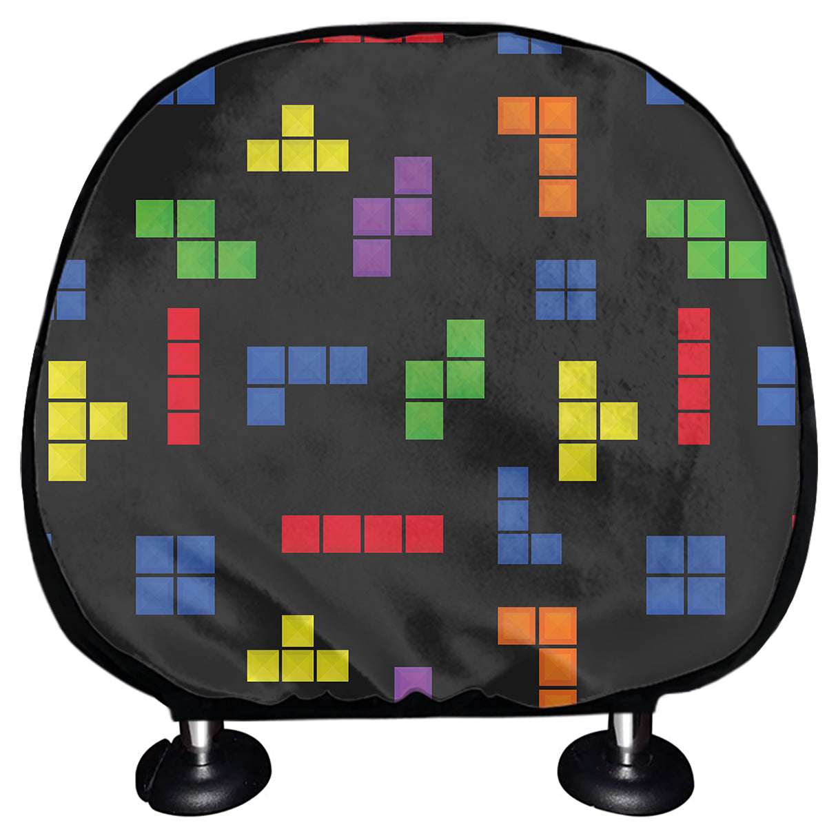 Colorful Block Puzzle Game Pattern Print Car Headrest Covers