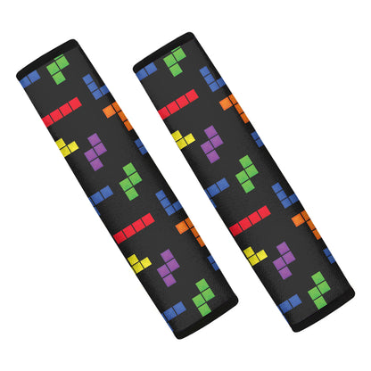 Colorful Block Puzzle Game Pattern Print Car Seat Belt Covers