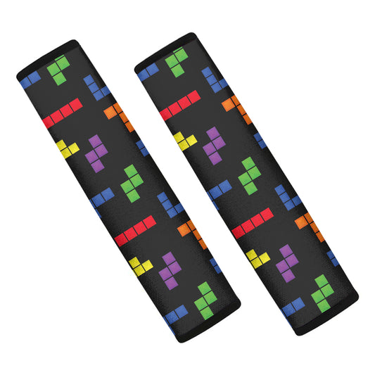 Colorful Block Puzzle Game Pattern Print Car Seat Belt Covers