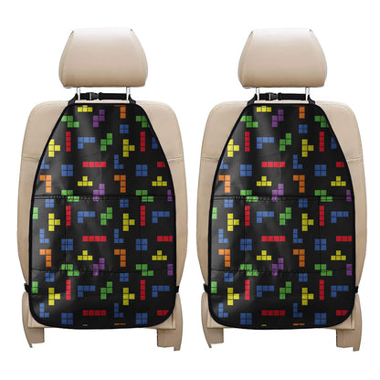 Colorful Block Puzzle Game Pattern Print Car Seat Organizers