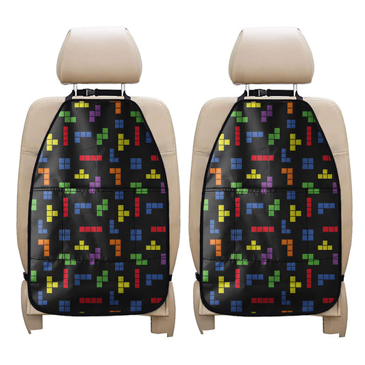 Colorful Block Puzzle Game Pattern Print Car Seat Organizers