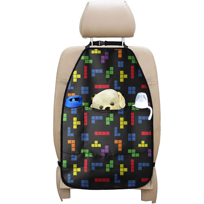 Colorful Block Puzzle Game Pattern Print Car Seat Organizers