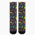 Colorful Block Puzzle Game Pattern Print Crew Socks