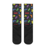 Colorful Block Puzzle Game Pattern Print Crew Socks