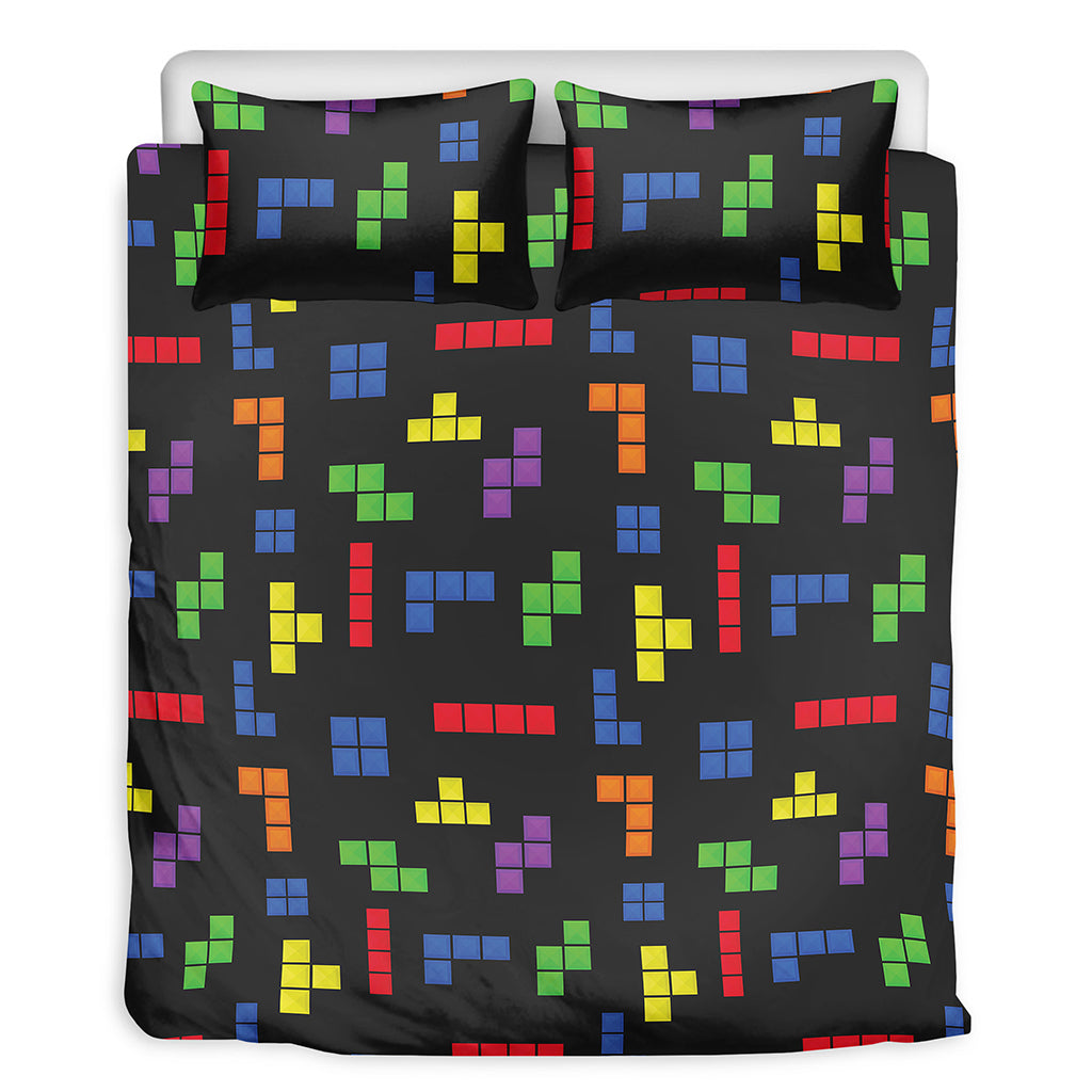 Colorful Block Puzzle Game Pattern Print Duvet Cover Bedding Set