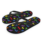 Colorful Block Puzzle Game Pattern Print Flip Flops