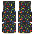 Colorful Block Puzzle Game Pattern Print Front and Back Car Floor Mats