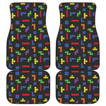 Colorful Block Puzzle Game Pattern Print Front and Back Car Floor Mats