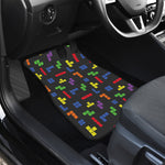 Colorful Block Puzzle Game Pattern Print Front and Back Car Floor Mats