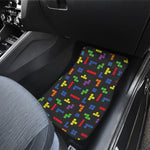 Colorful Block Puzzle Game Pattern Print Front and Back Car Floor Mats