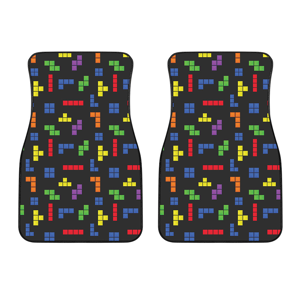 Colorful Block Puzzle Game Pattern Print Front Car Floor Mats