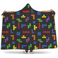 Colorful Block Puzzle Game Pattern Print Hooded Blanket
