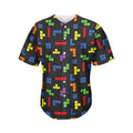 Colorful Block Puzzle Game Pattern Print Men's Baseball Jersey