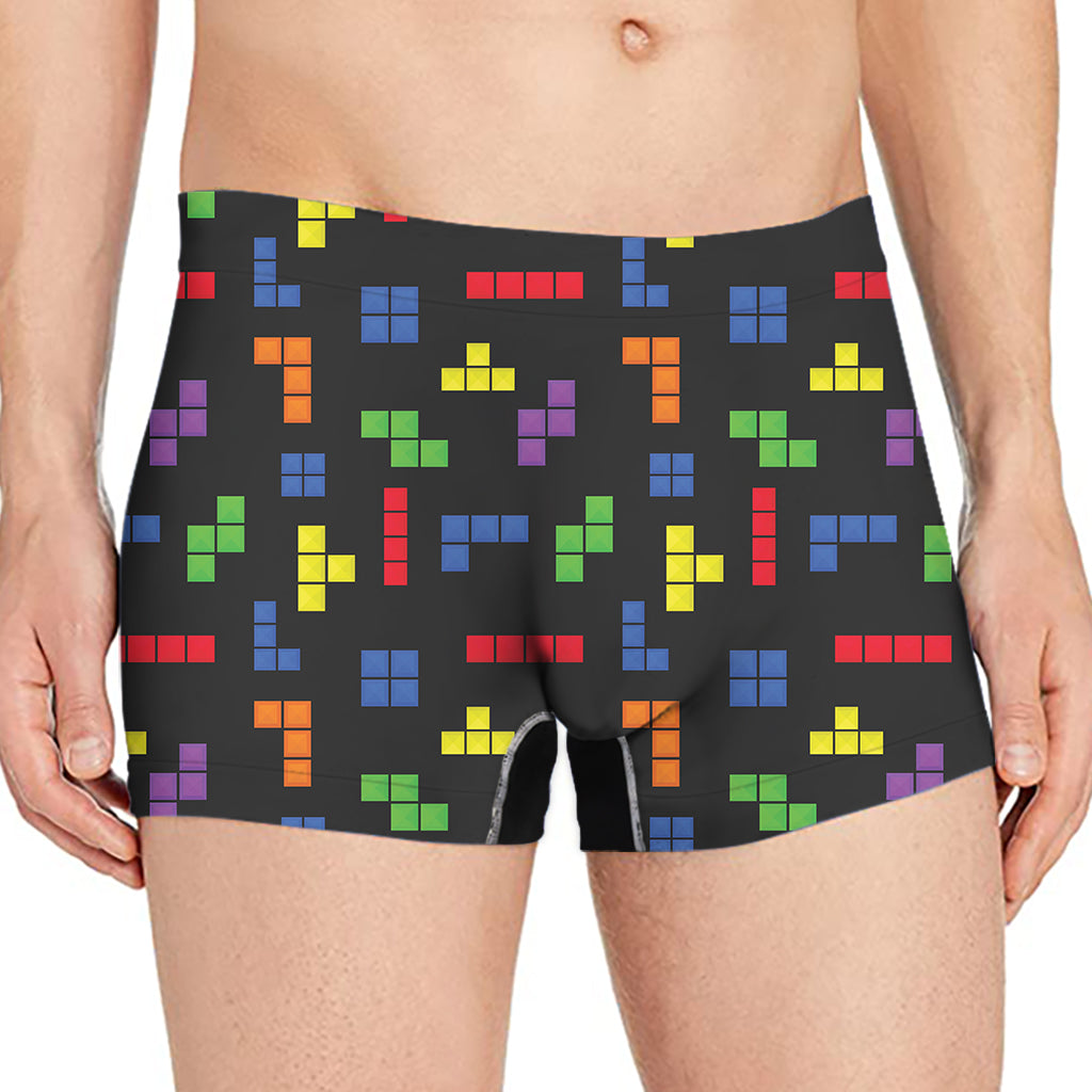 Colorful Block Puzzle Game Pattern Print Men's Boxer Briefs