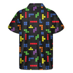 Colorful Block Puzzle Game Pattern Print Men's Short Sleeve Shirt