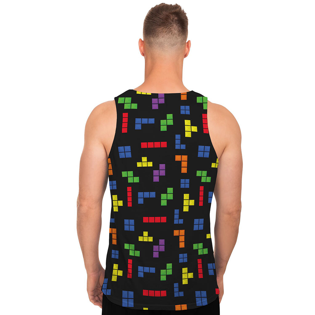 Colorful Block Puzzle Game Pattern Print Men's Tank Top